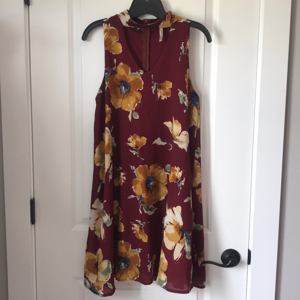 Maroon floral choker dress